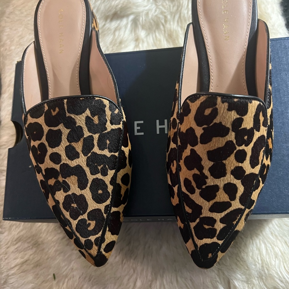 Cole Haan Animal Print Loafers mule sz 8.5 - Picture 4 of 6